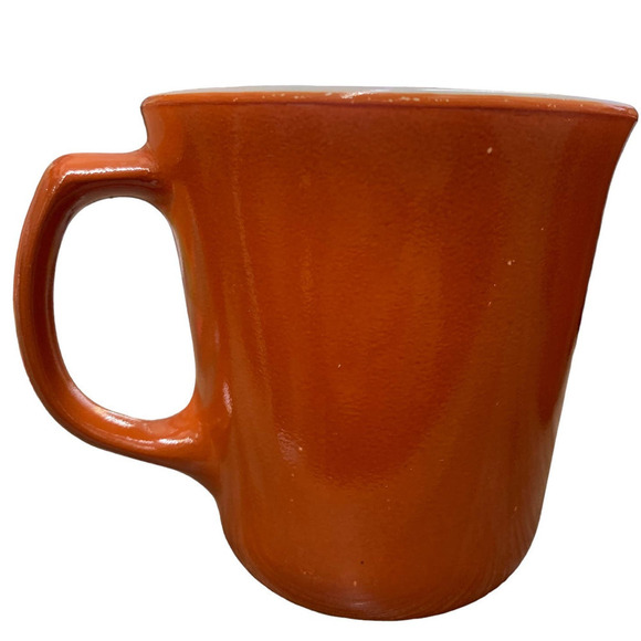 Pyrex Corning Coffee Mug Cup Burnt Orange Rust Milk Glass D Handle Cinnamon - Picture 2 of 5